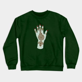 Brown Henna on Fantasy Light Green Hand Crewneck Sweatshirt